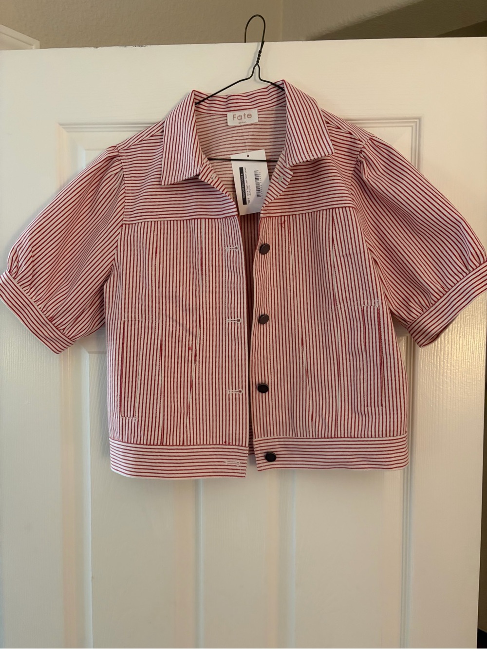 Fate Striped Short-Sleeve Jacket - Red & White New With Tags/small